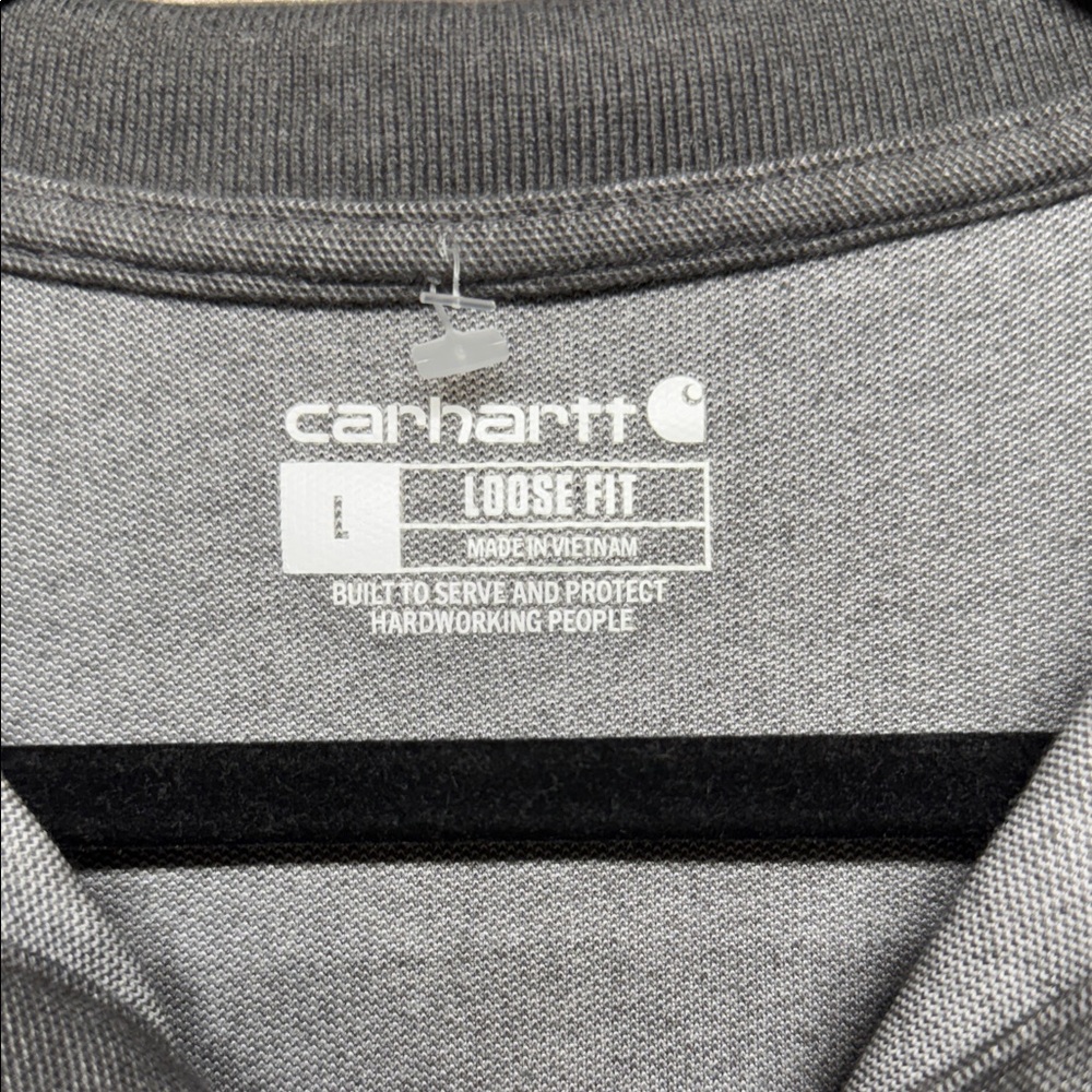 Carhartt Gray Charcoal Short Sleeve Polo Shirt Men's Size Large - Picture 3 of 7